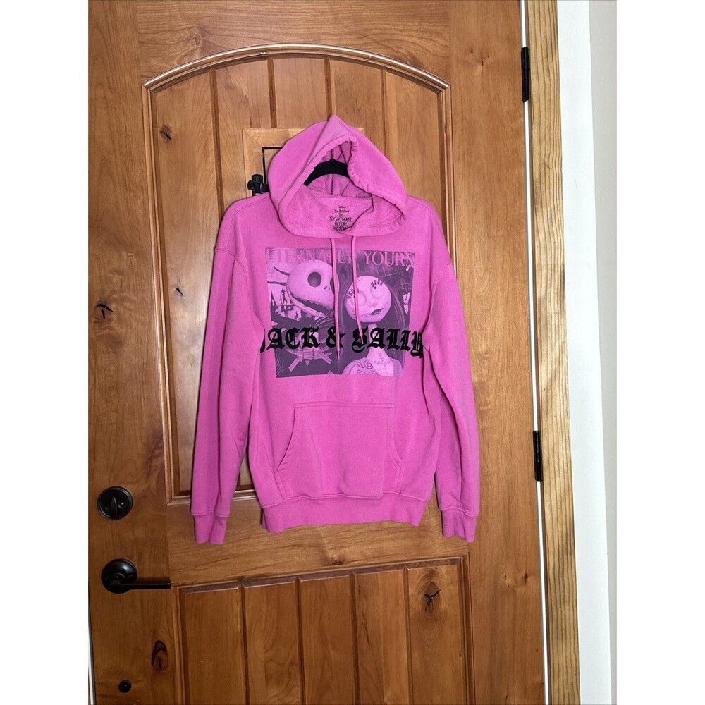 Disney Nightmare Before Christmas Eternally Yours Jack & Sally Pink Hoodie‎ Sz M